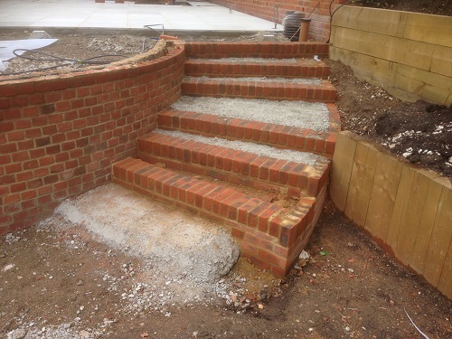 Brick base of steps