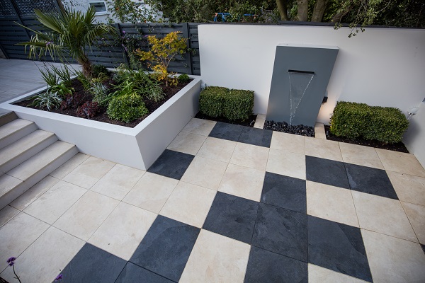 Danscape Gardens, Slab Khaki and Slab Coke Porcelain