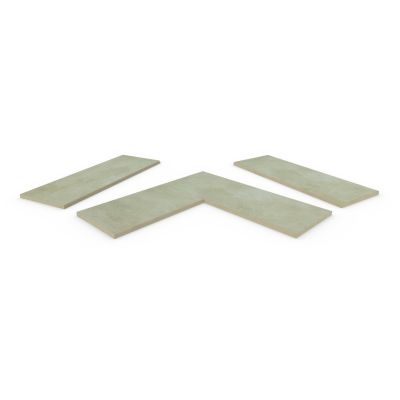 Area porcelain smooth coping stones, in straight , end and corner pieces, with a 5mm chamfered edge profile, made in-house.***Image for illustrative purposes only*