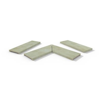 Area 40mm downstand porcelain flat coping stones in straight, end and left- and right-mitred corner pieces, with drip lines.***Image for illustrative purposes only*