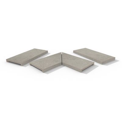 Astor Grey 40mm downstand porcelain coping stones in straight, end and left- and right-mitred corner pieces.***