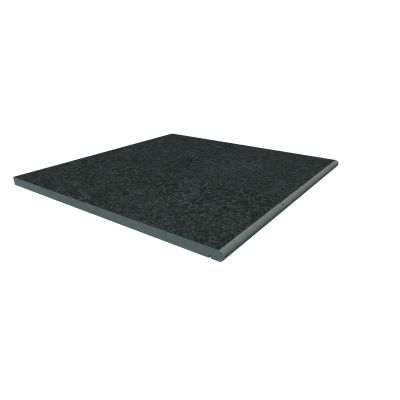 Image Displaying 600x600 Black Basalt Step with a 20mm Bullnose Edge