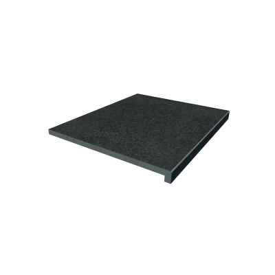 Image Displaying 600x500 Black Basalt Step with a 40mm Downstand Edge
