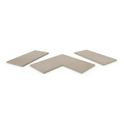 Venetian Beige porcelain coping stones, in straight , end and corner pieces, with a 5mm chamfered edge profile.***