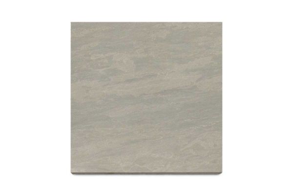 Single Raj Green 16mm porcelain paving slab, viewed from above, showing texture and markings including imitation riven surface.***