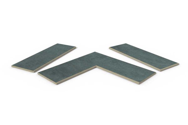 Anthracite porcelain 20mm bullnose coping stones collection, showing straight, end and corner pieces, with 10-year guarantee.***Image for illustrative purposes only*
