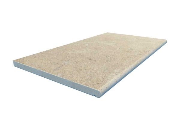 Rendered image of Antique Egyptian Beige Limestone Bullnose Steps showing colour variations and edge.***
