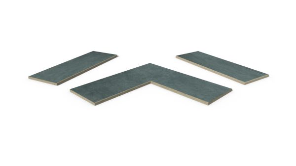 Anthracite Porcelain 5mm pencil round copings, with drip-line, in straight, end, left and right corner pieces, for exterior walls.***Image for illustrative purposes only*