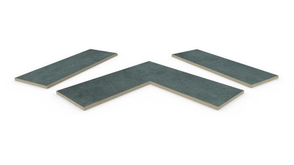 Anthracite Porcelain smooth coping stones, in straight , end and corner pieces, with a 5mm chamfered edge profile and driplines.***Image for illustrative purposes only*