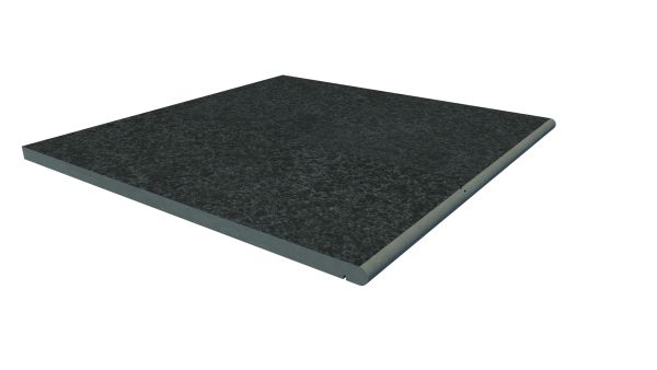 Image Displaying 600x600 Black Basalt Step with a 20mm Bullnose Edge