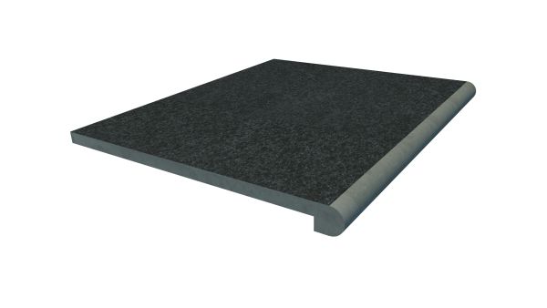 Image Displaying 600x560 Black Basalt Step with a 36mm Bullnose Edge