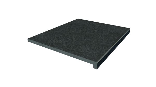 Image Displaying 600x500 Black Basalt Step with a 40mm Downstand Edge