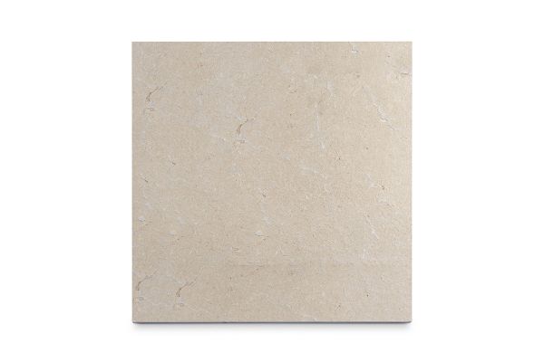 Single Capri Beige flamed limestone slab seen from above, showing the  the pavings surface texture and markings. Bespoke sizes available.***
