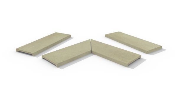 Corda 40mm downstand porcelain flat coping stones in straight, end and left- and right-mitred corner pieces. 10-year guarantee.***Image for illustrative purposes only*