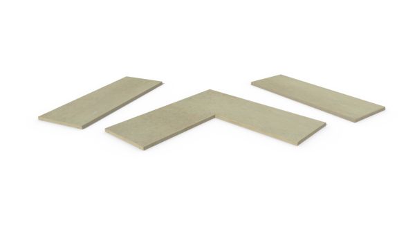 Corda Porcelain 5mm pencil round copings, in straight, end, left and right corner pieces, made in-house, for exterior walls.***Image for illustrative purposes only*