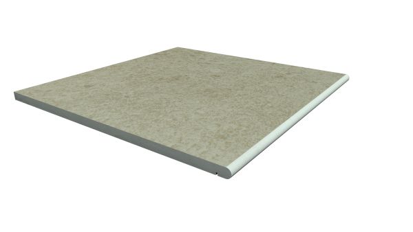 Image Displaying 600x600 Cream Step with a 20mm Bullnose Edge