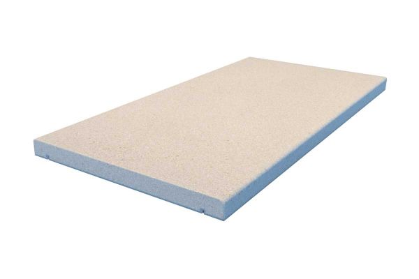 Dove Grey sandstone 25mm straight coping piece with sawn edges and smooth surface, shown on white background.***

