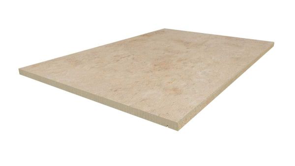 Jura Beige 900x600mm step tread, with 5mm chamfered profile. With free next-day UK delivery available and 10-year guarantee.***Image Displaying 900x600 Jura Beige Step with a 5mm Chamfer Edge
