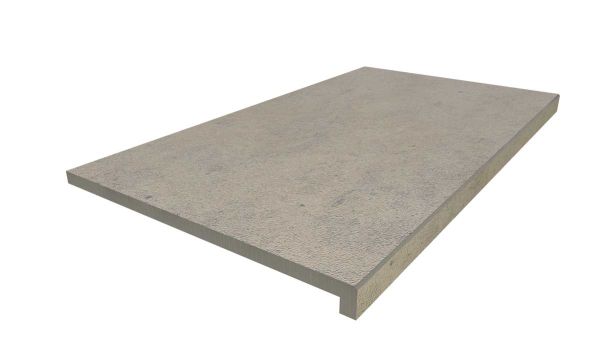 900x500 Jura Grey 40mm downstand step tread, part of our premium porcelain paving range, with free next-day delivery available.***Image Displaying 900x500 Jura Grey Step with a 40mm Downstand Edge