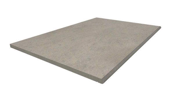 900x600mm Jura Grey porcelain 20mm bullnose step with drip line. Free UK delivery available. Comes  with 10-year guarantee.***Image Displaying 900x600 Jura Grey Step with a 20mm Bullnose Edge