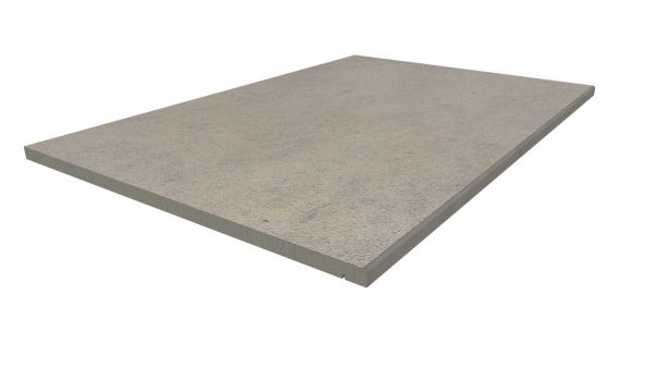 Jura Grey 900x600mm porcelain step, with drip-line and 5mm pencil round edge profile applied in-house. Free UK delivery available.***Image Displaying 900x600 Jura Grey Step with a 5mm Pencil Round Edge