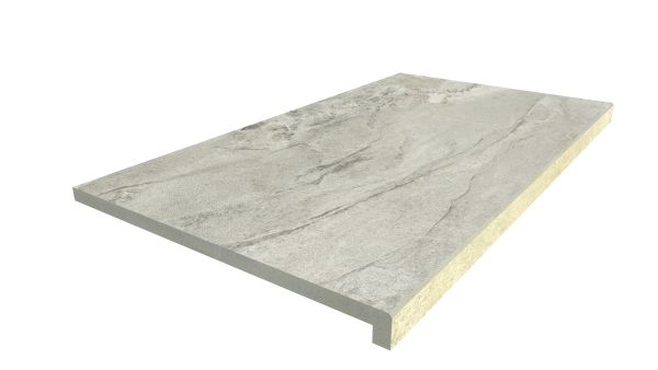 Image Displaying 900x500 Marble Grey Step with a 40mm Downstand Edge