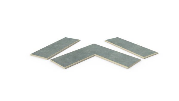 Polvere 20mm bullnose coping collection for garden walls shows 1 each of straight, end and corner pieces, with 10-year guarantee.***Image for illustrative purposes only*