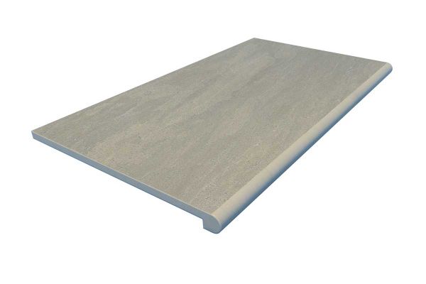 Render of a Raj Green porcelain paving bullnose step, showcasing the 36mm bullnose edge and drip line.***