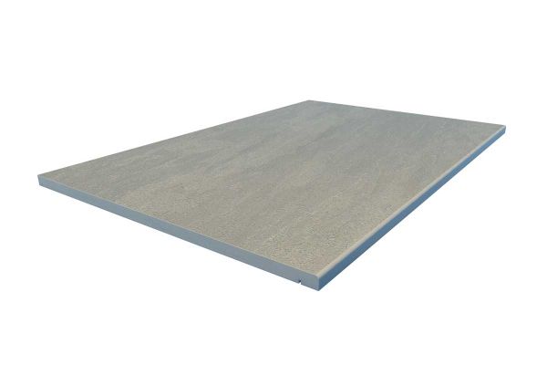 Single 900x450mm Raj Green porcelain step tread, with 5mm pencil round profile and drip line, with 10-year home-owner’s guarantee.***