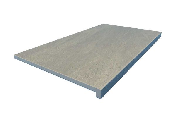 Render of a Raj Green porcelain paving used for downstand step, showcasing the 40mm Downstand edge.***