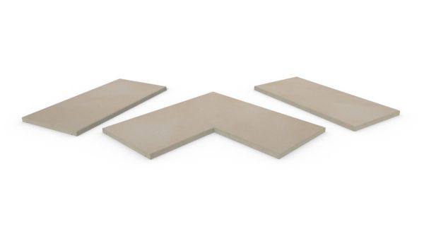 Venetian Beige porcelain coping stones, in straight , end and corner pieces, with a 5mm chamfered edge profile.***