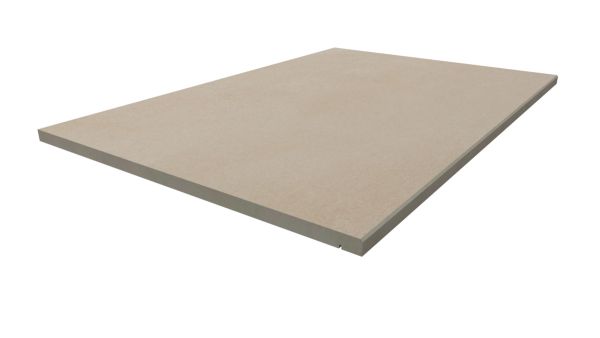 900x600mm Venetian Beige 5mm chamfer step tread, with drip-line, part of London Stone’s budget porcelain paving range.***