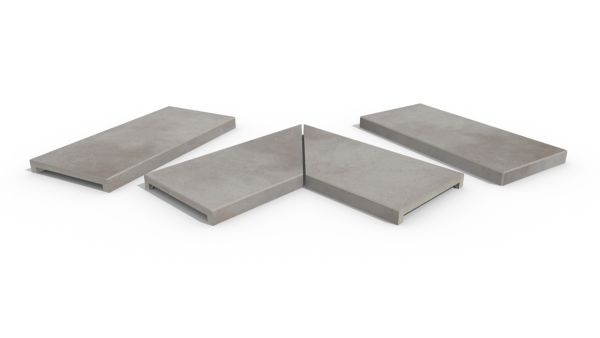 Venetian Grey 40mm downstand porcelain coping stones in straight, end and left- and right-mitred corner pieces.***