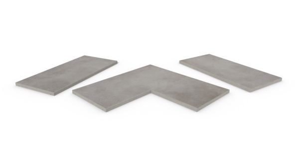 Venetian Grey porcelain coping stones, in straight , end and corner pieces, with a 5mm chamfered edge profile.***