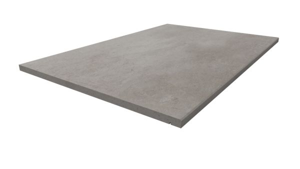 900x600mm Venetian Grey 5mm chamfer step tread, with drip-line, part of London Stone’s budget porcelain paving range.***