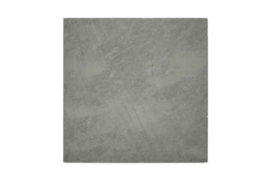 Single square slab of Brazilian Grey slate paving, showing different tones and markings. Free UK delivery available.