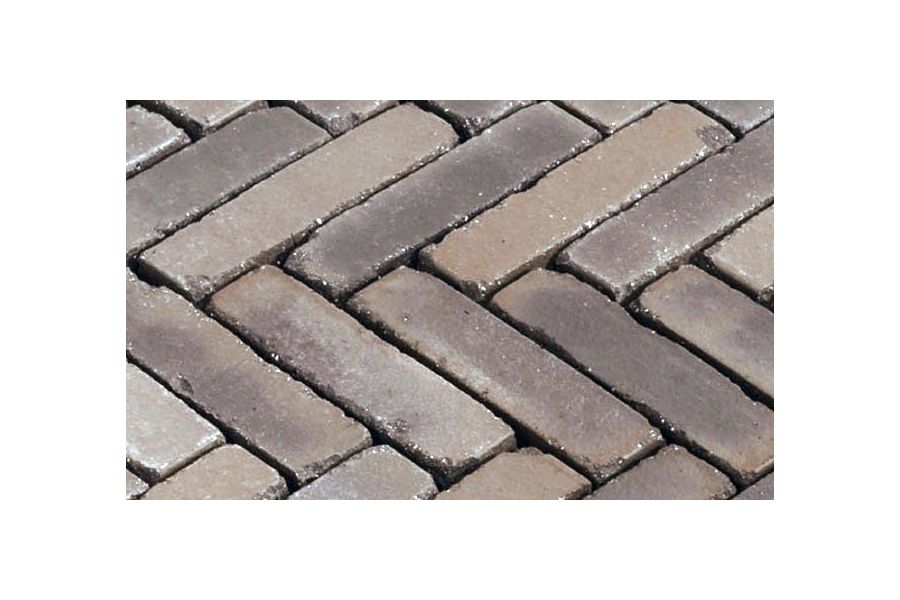 Close-up of wet Verona Dutch clay pavers laid herringbone, showing buff, grey and light red colours. Free UK delivery available.