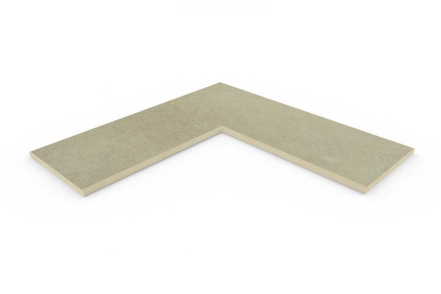 Corda corner coping, made of a single piece of porcelain, with 20mm bullnose edge profile applied in-house, with 10-year guarantee.