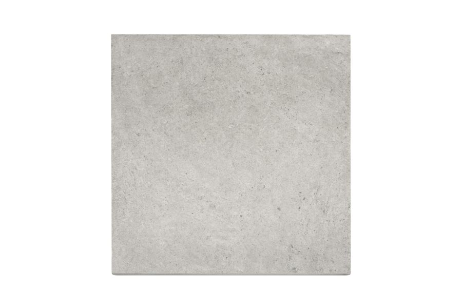 Single Florence grey porcelain paving slab seen from above showing texture and tones, with 10-year guarantee from London Stone.