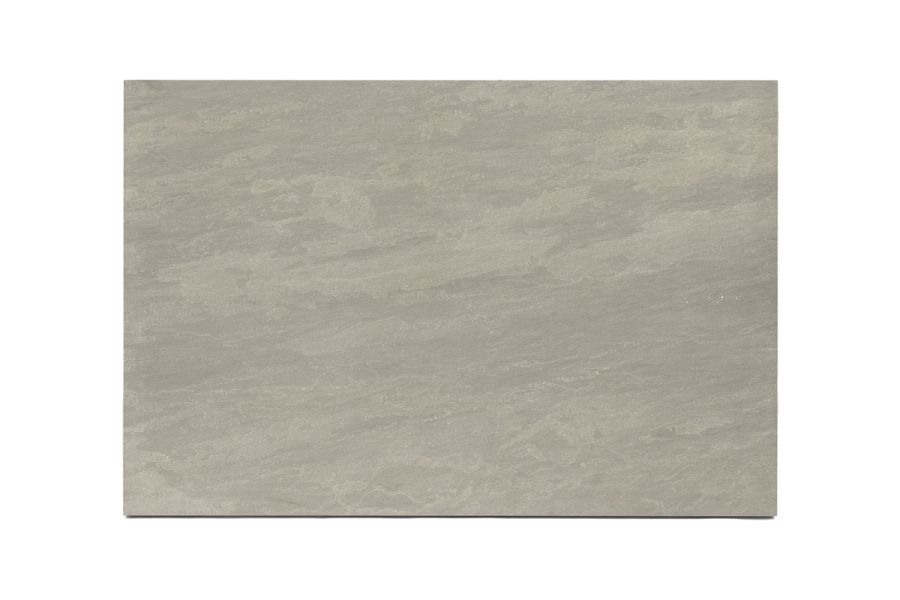 Single Raj Green porcelain coping stone 20mm bullnose edge profile, seen from above, showing markings and colour tone.