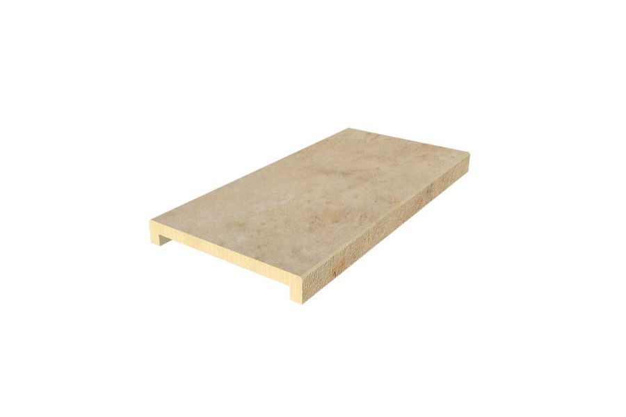 Jura Beige 40mm downstand straight coping, part of our budget porcelain paving range, with free next-day delivery available.