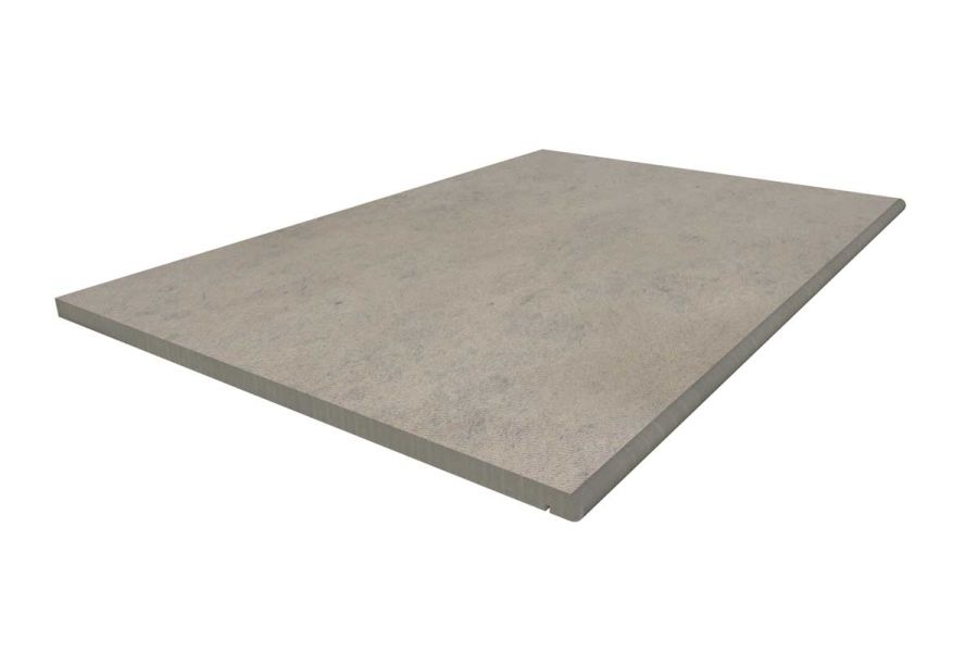 900x600mm Jura Grey porcelain 20mm bullnose step with drip line. Free UK delivery available. Comes  with 10-year guarantee.