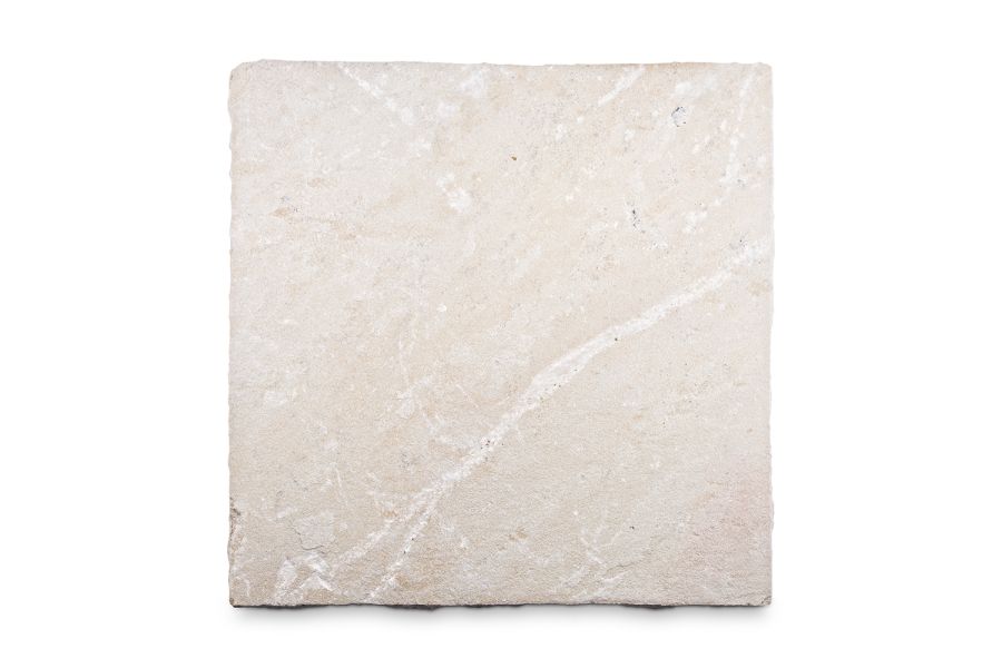 Single Mint Indian sandstone slab seen from above, showing surface texture, veins and markings. Free UK delivery available.