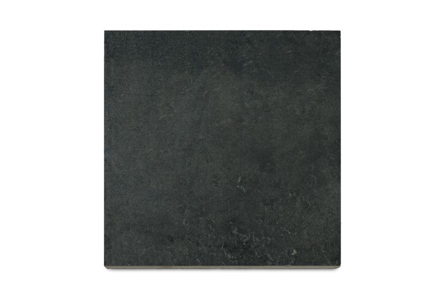 Close up colour swatch image of a single 600x600 Charcoal porcelain slab that is mainly charcoal black with occasional grey veins.