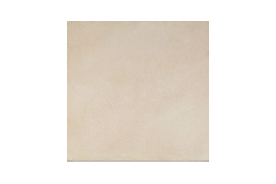 Single Venetian Beige Porcelain Paving tile, from above, showing smooth texture and even colour. Available nationwide in the UK.