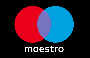 Red and blue circles overlapping on black background, logo of Maestro card.