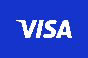 Purple rectangle with Visa written in it. Logo of Visa.