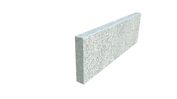 Single silver grey granite garden edging stone, shown at an angle on a white background. 