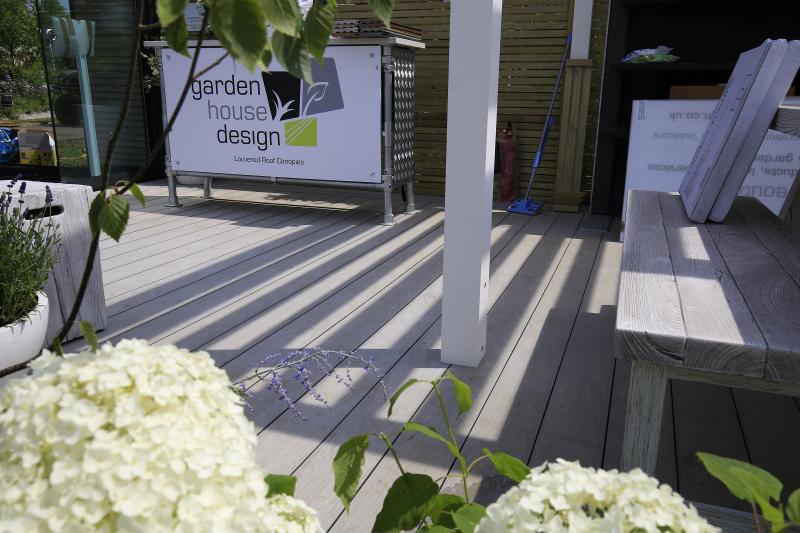 Garden House Design trade stand RHS Hampton Court 2018 with decking