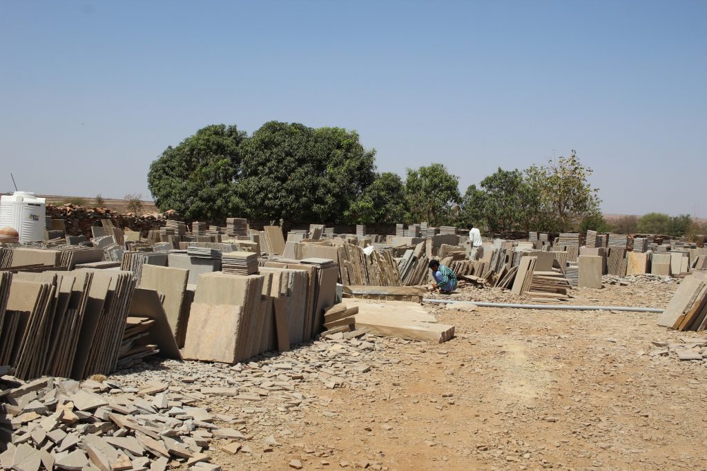 A typical Tier 2 stockyard. All Indian Sandstone originates from yards like this